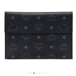 MCM Black Monogram Envelope Clutch